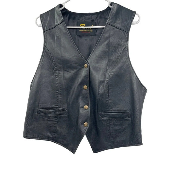 Reed Vintage Leather Vest Button Down with Pockets Adjustable Back Strap Black - Picture 3 of 12